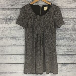 Maeve Anthro Short Sleeve Midi Gray & Black Dress